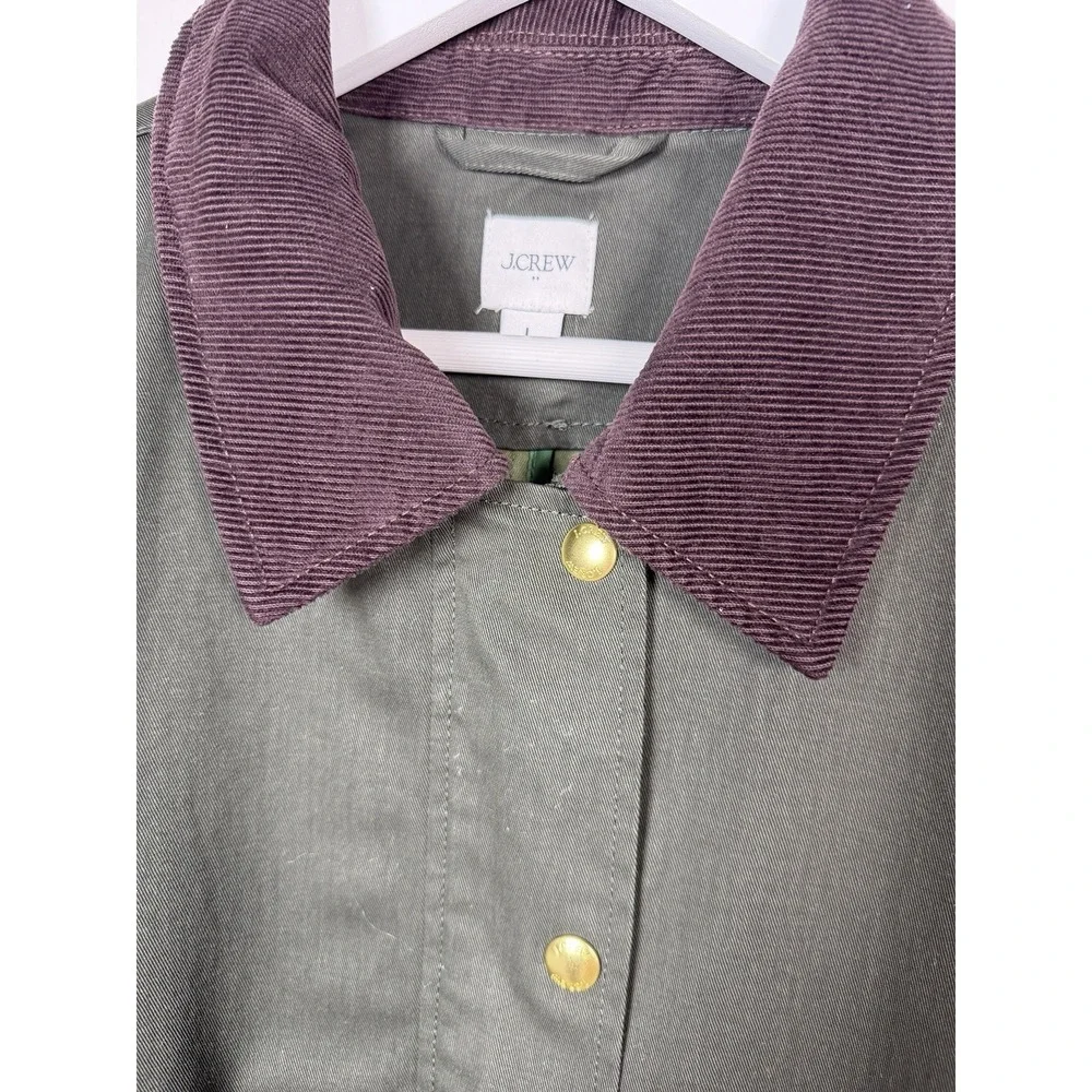 J.Crew Factory Size Large Cropped Olive Green Field Barn Collared Jacket NWOT